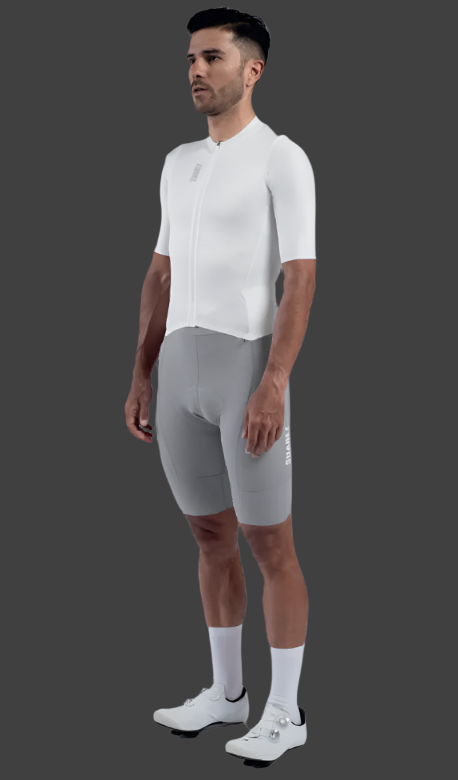 Men's Hard Lite Cycling Skinsuit White/Grey by Suarez