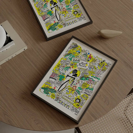 2025 Tour de France Poster - Doodle Art