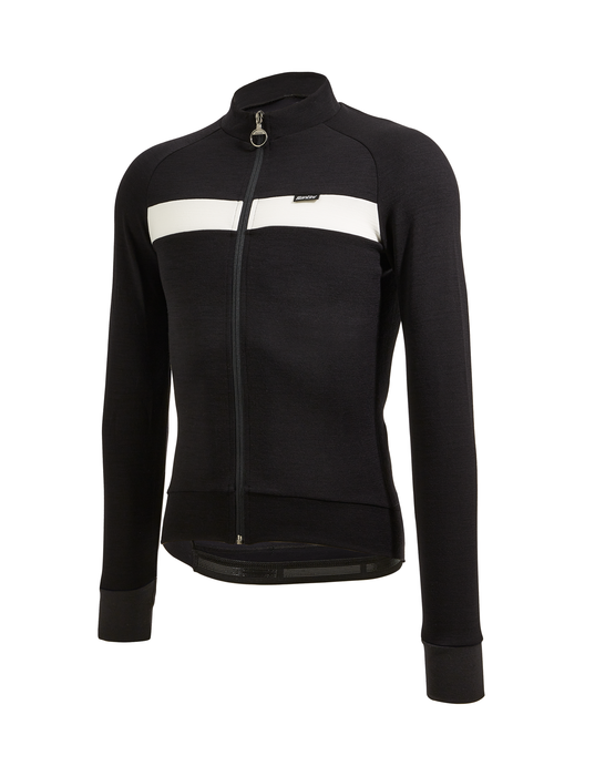 2022 23 Wool Adapt Long Sleeve Mens Jersey Black White by Santini
