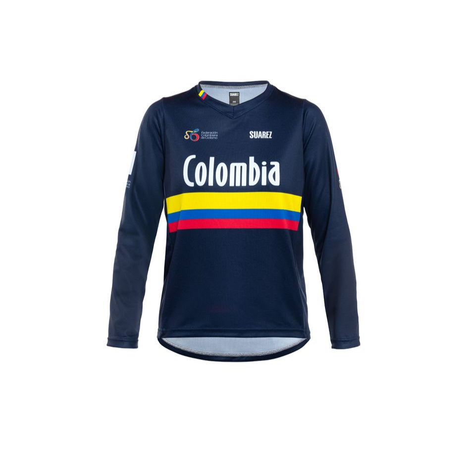Unisex Junior Colombian Federation BMX Jersey in Blue by Suarez | Cento Cycling