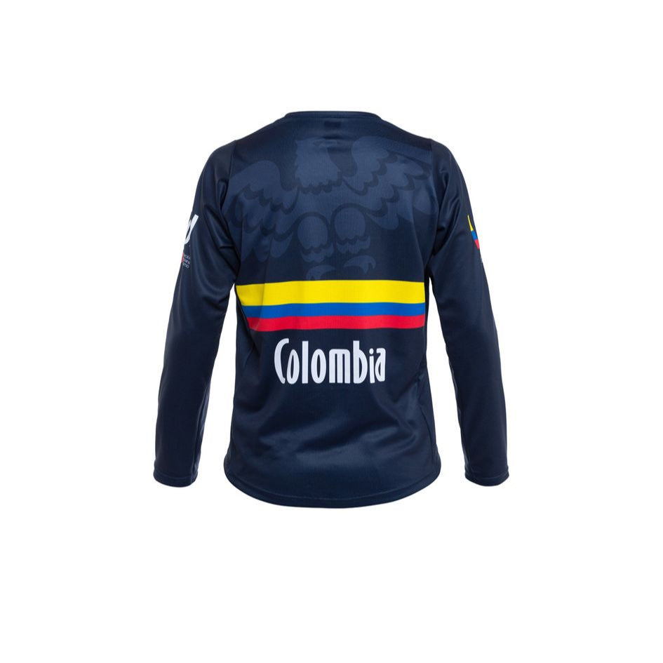 Unisex Junior Colombian Federation BMX Jersey in Blue by Suarez | Cento Cycling