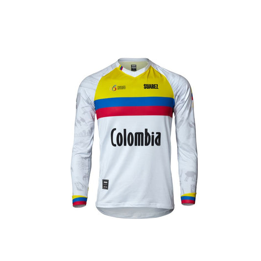 Unisex Junior Colombian Federation BMX Jersey in White by Suarez | Cento Cycling