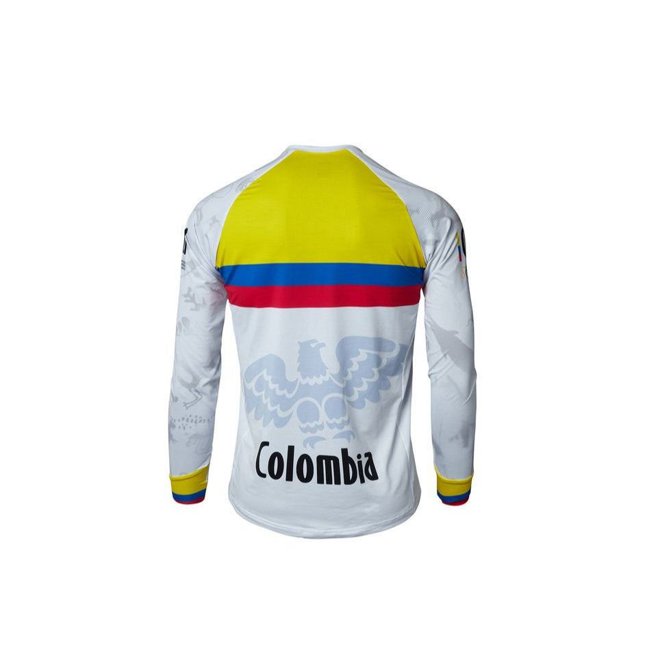 Unisex Junior Colombian Federation BMX Jersey in White by Suarez | Cento Cycling