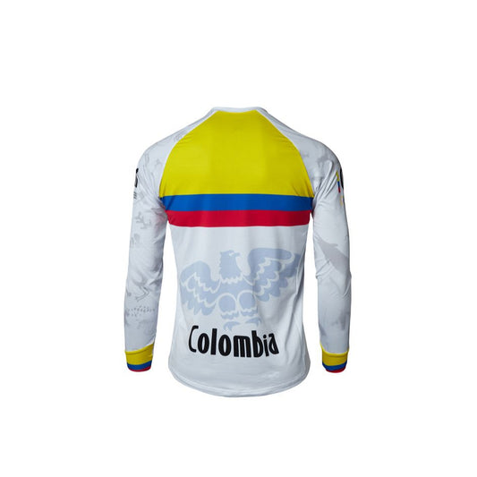 Unisex Junior Colombian Federation BMX Jersey in White by Suarez | Cento Cycling