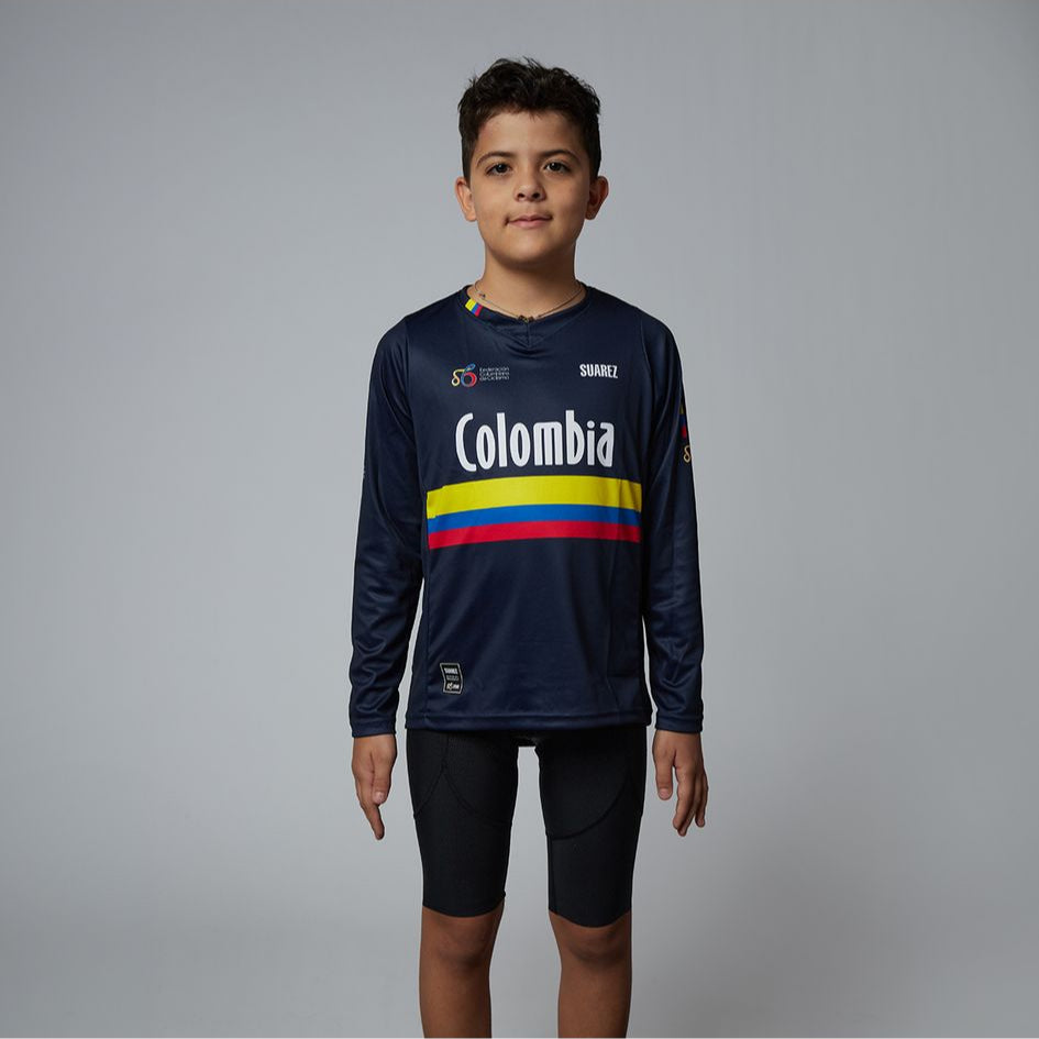 Unisex Junior Colombian Federation BMX Jersey in Blue by Suarez | Cento Cycling