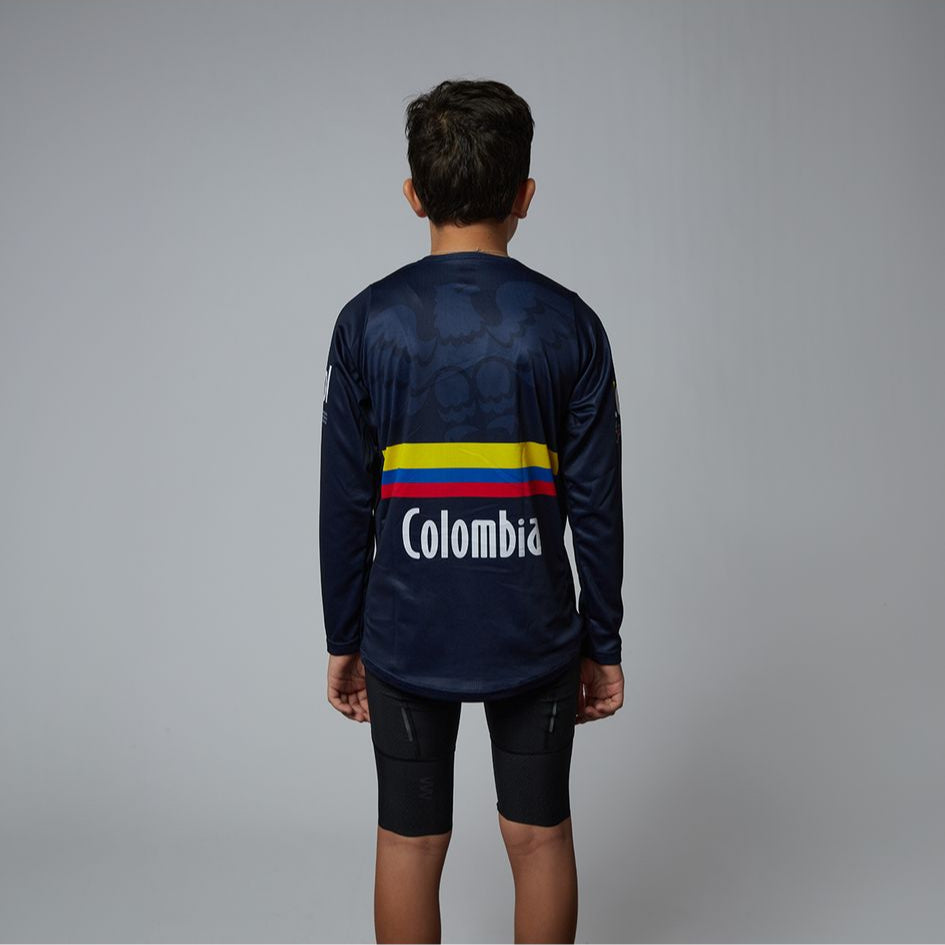 Unisex Junior Colombian Federation BMX Jersey in Blue by Suarez | Cento Cycling