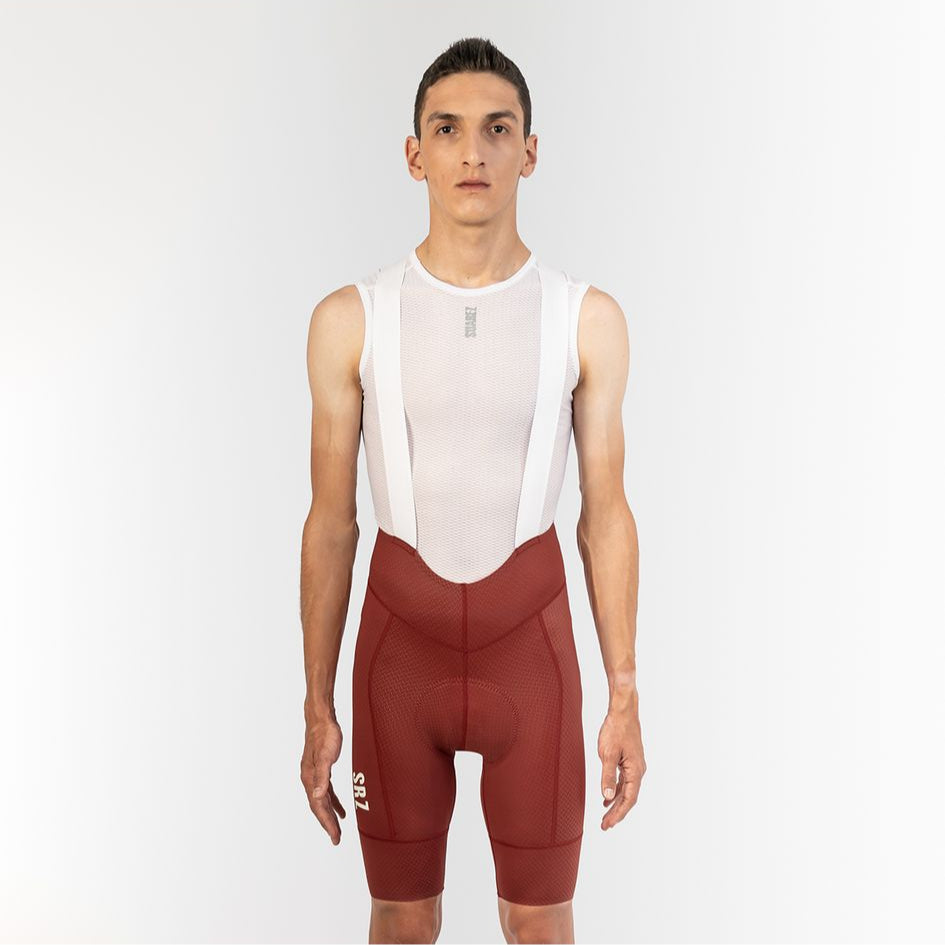 Men's Cycling Bibshorts Hard Red 2.4 by Suarez | Cento Cycling
