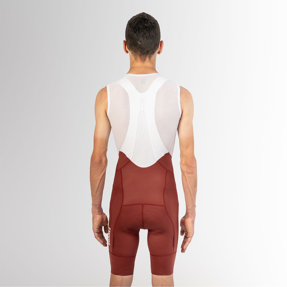Men's Cycling Bibshorts Hard Red 2.4 by Suarez | Cento Cycling