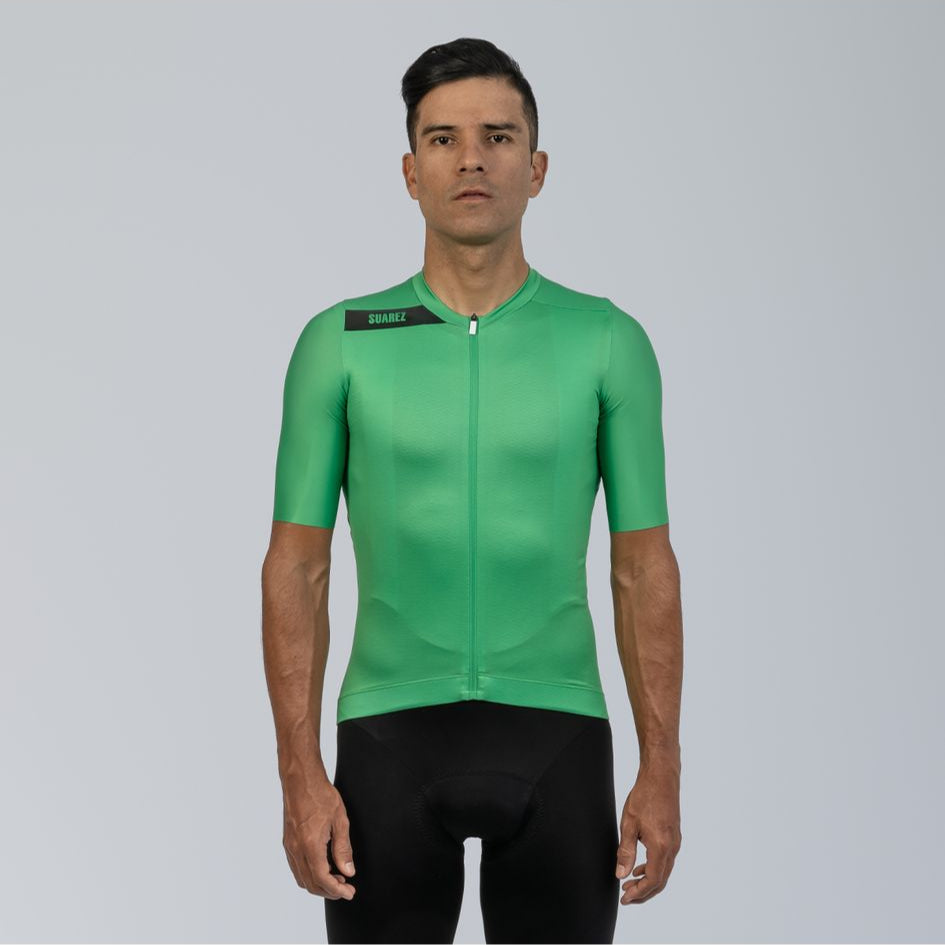 Men's Avant Cycling Jersey Solid Classic Green Short Sleeve Cycling Jersey by Suarez | Cento Cycling