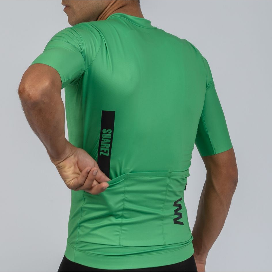 Men's Avant Cycling Jersey Solid Classic Green Short Sleeve Cycling Jersey by Suarez | Cento Cycling
