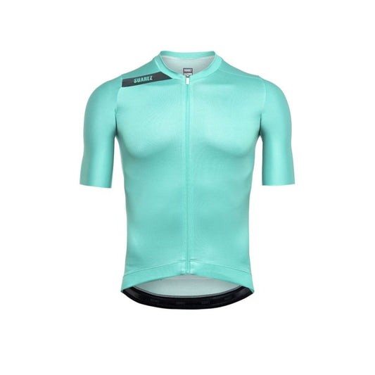Men's Avant Cycling Jersey Solid Cream Turquoise Short Sleeve Cycling Jersey by Suarez | Cento Cycling