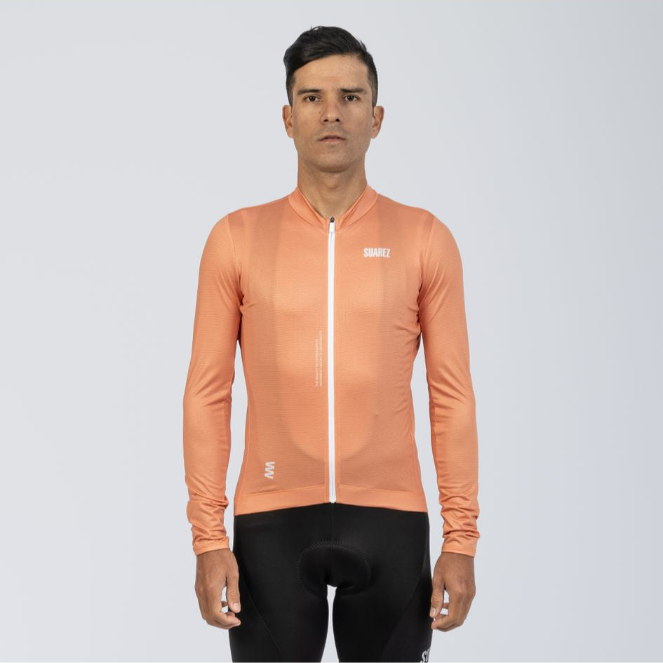 Men's Classic Fit Long Sleeve Cycling Jersey Peach Rust by Suarez | Cento Cycling