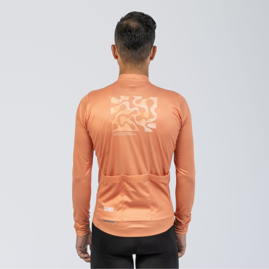 Men's Classic Fit Long Sleeve Cycling Jersey Peach Rust by Suarez | Cento Cycling