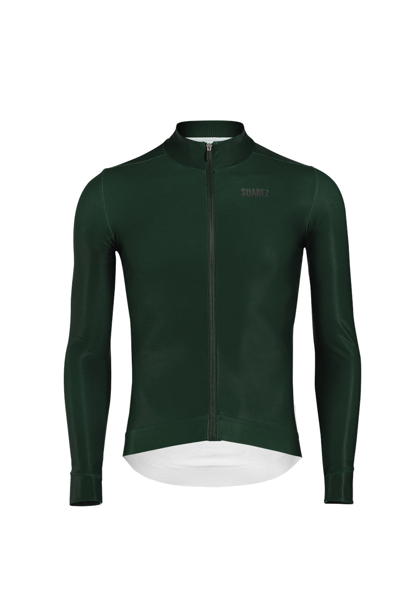 Ascender Thermal Mens Long Sleeve Cycling Jersey in Green by Suarez