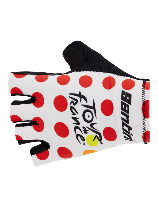 Official 2026 Tour de France KOM Leader Polka Dot Cycling Gloves by Santini