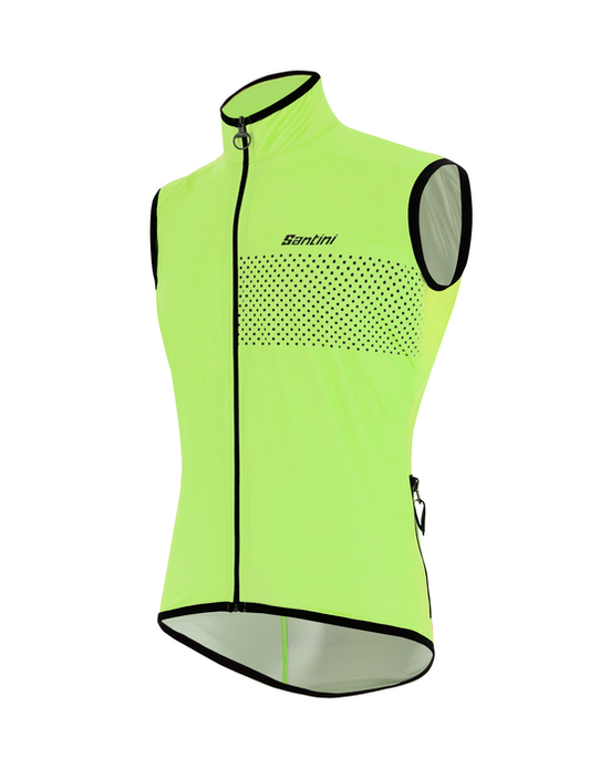 Guard Nimbus Windproof/WaterResisant Cycling Rain Vest Fluo Green by Santini