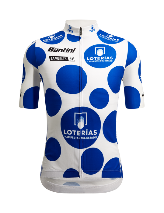 Official 2023 La Vuelta KOM Leader Mens Polka Dot Jersey by Santini