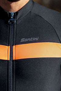 Adapt Wool Blend Long Sleeve Mens Jersey Black/Orange by Santini