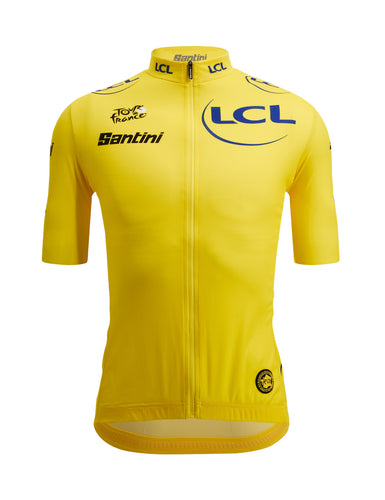 Official 2024 Tour de France General Classification Fan Line Leader Mens Yellow Jersey by Santini