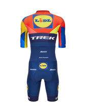 Official 2025 Lidl-Trek Mens Team Issue Short Sleeve Skinsuit Blue by Santini