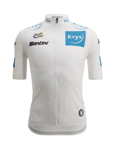 Official 2022-23 Tour de France Fan Line Best Young Rider Mens White Jersey by Santini