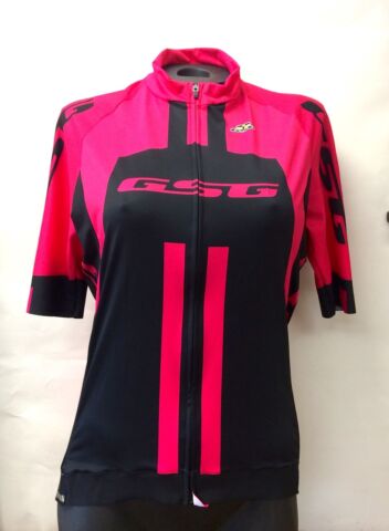 Bioceramic Womens Short Sleeve Cycling Jersey Pink/Black by GSG