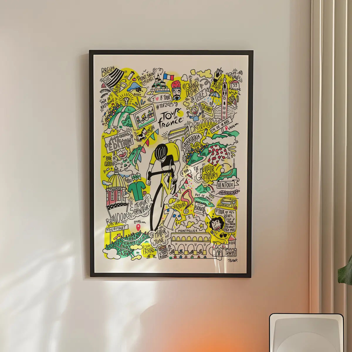Tour de France Poster - Doodle Art