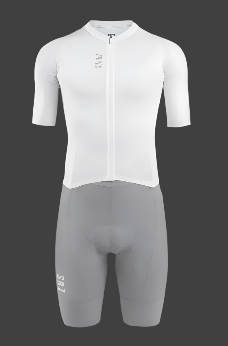 Men's Hard Lite Cycling Skinsuit White/Grey by Suarez