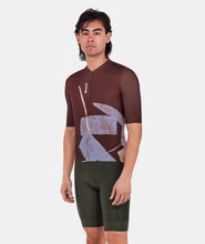 Note Men's Short Sleeve Gravel Cycling Jersey in Chocolate Brown by Santini