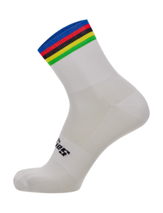 Official UCI Rainbow High Profile Socks White by Santini