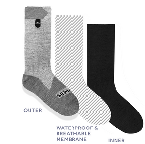 2020/21 Waterproof All Weather Mid Length Sock - Black/Grey