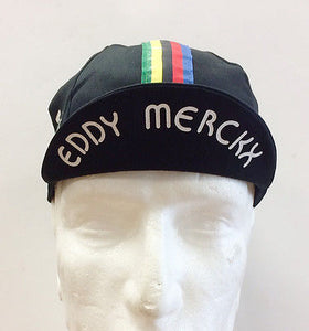 Eddy Merckx Vintage Cycling Cap in Black - Made in Italy by Apis