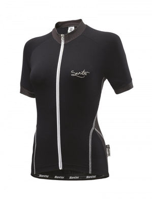 Monella Short Sleeve Womens Cycling Jersey Black by Santini
