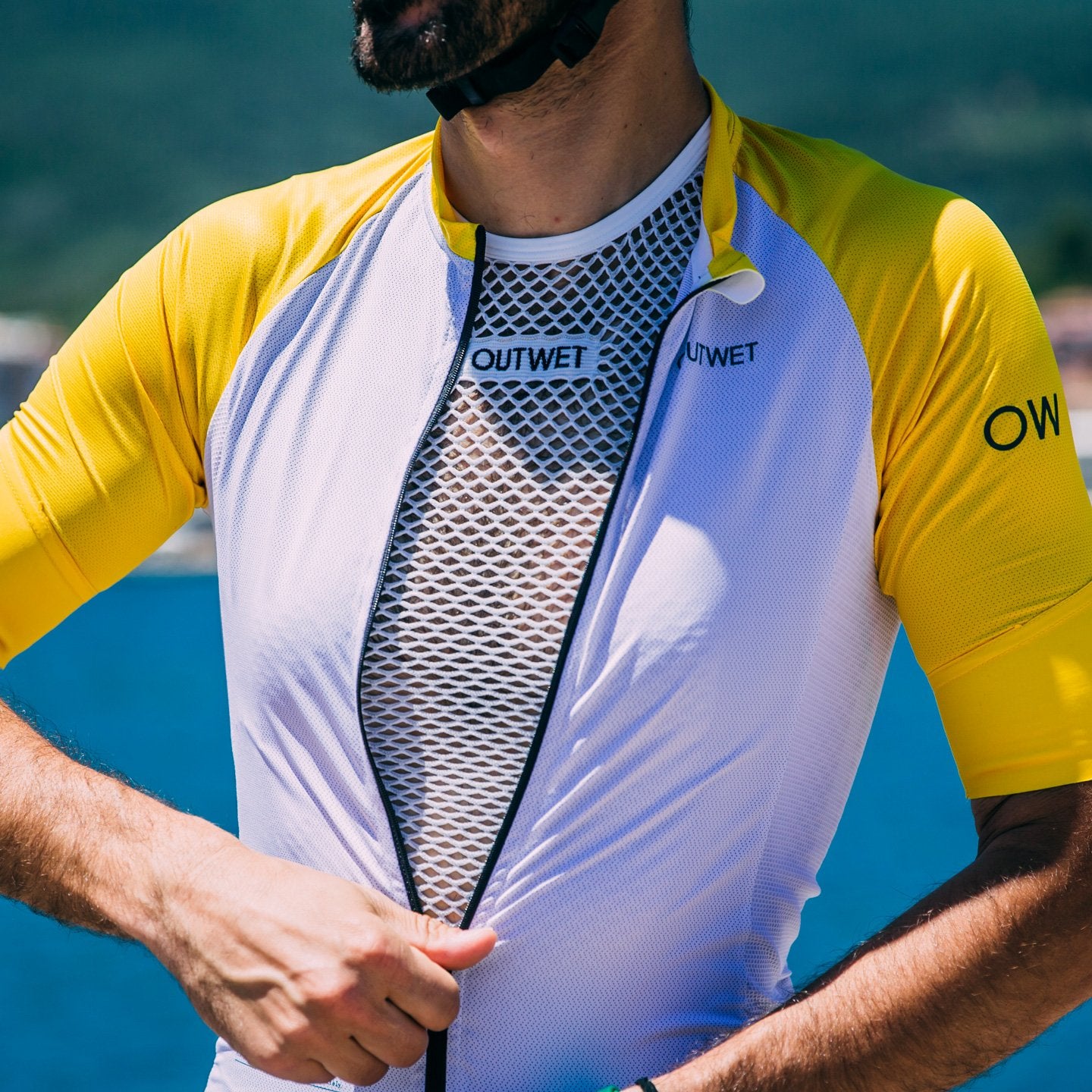 Base TT Carbon Sleeveless Cycling BASE LAYER in White Made in Italy by Outwet | Cento Cycling