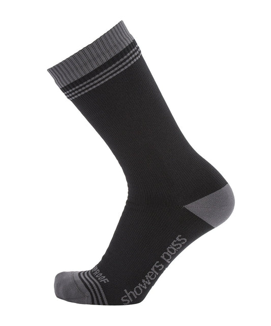 2019/20 Crosspoint Waterproof Crew Socks Black/Grey Showers Pass