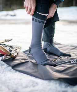 Crosspoint Waterproof Wool Crew Socks Grey/Black by Showers Pass