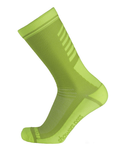 2022 Lightweight Waterproof Crosspoint Socks Neon Green Showers Pass | Cento Cycling