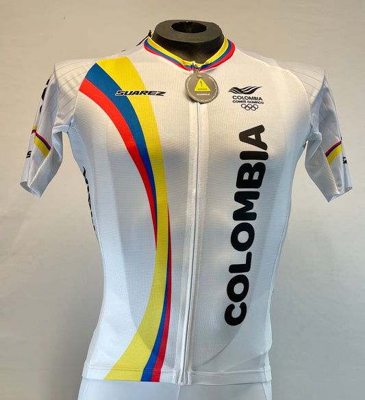 2015 Colombian Federation Cycling Jersey in White- Made in Colombia | Cento Cycling