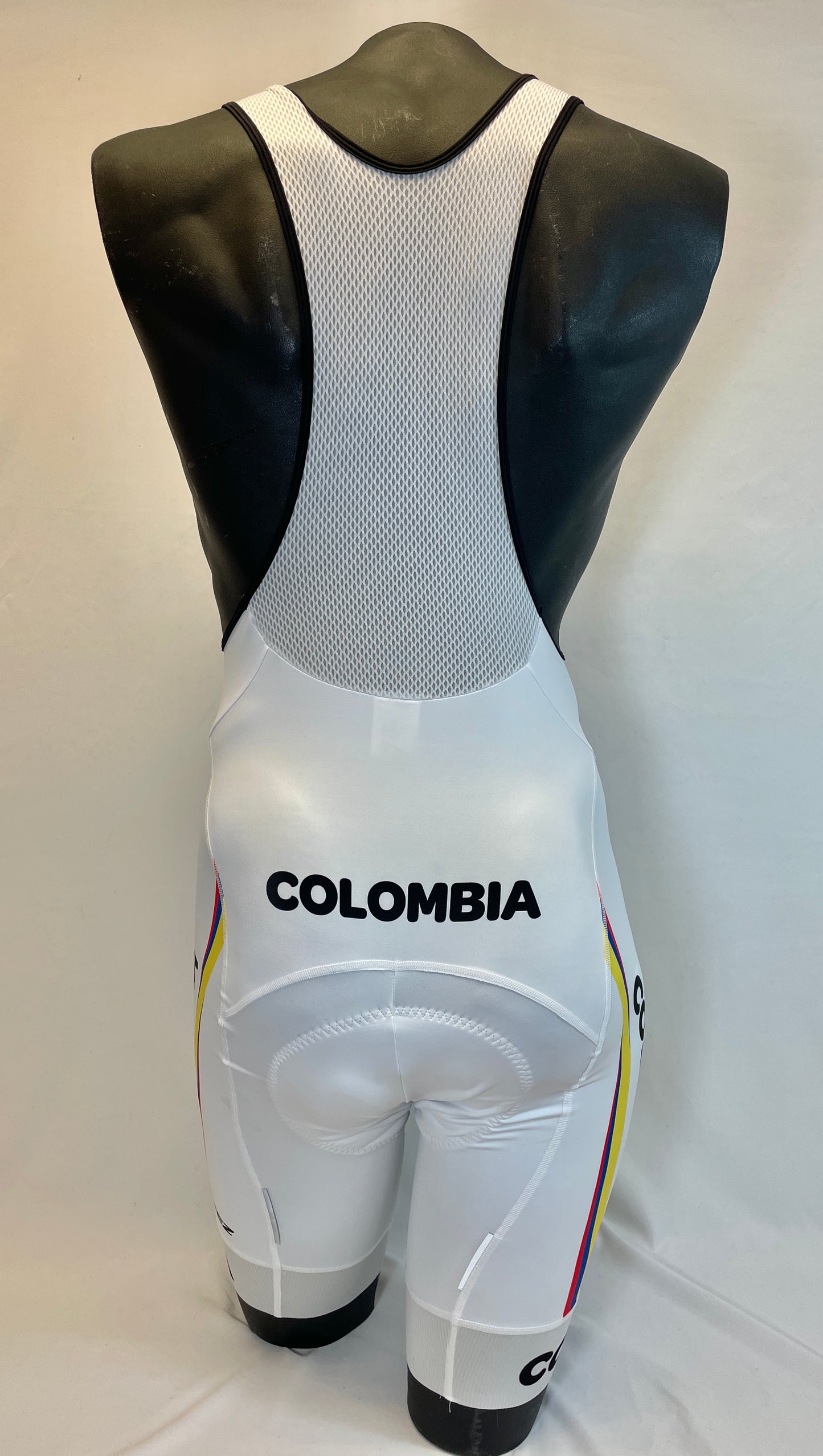 2015 Colombian Federation Cycling BibShorts in White- Made in Colombia | Cento Cycling