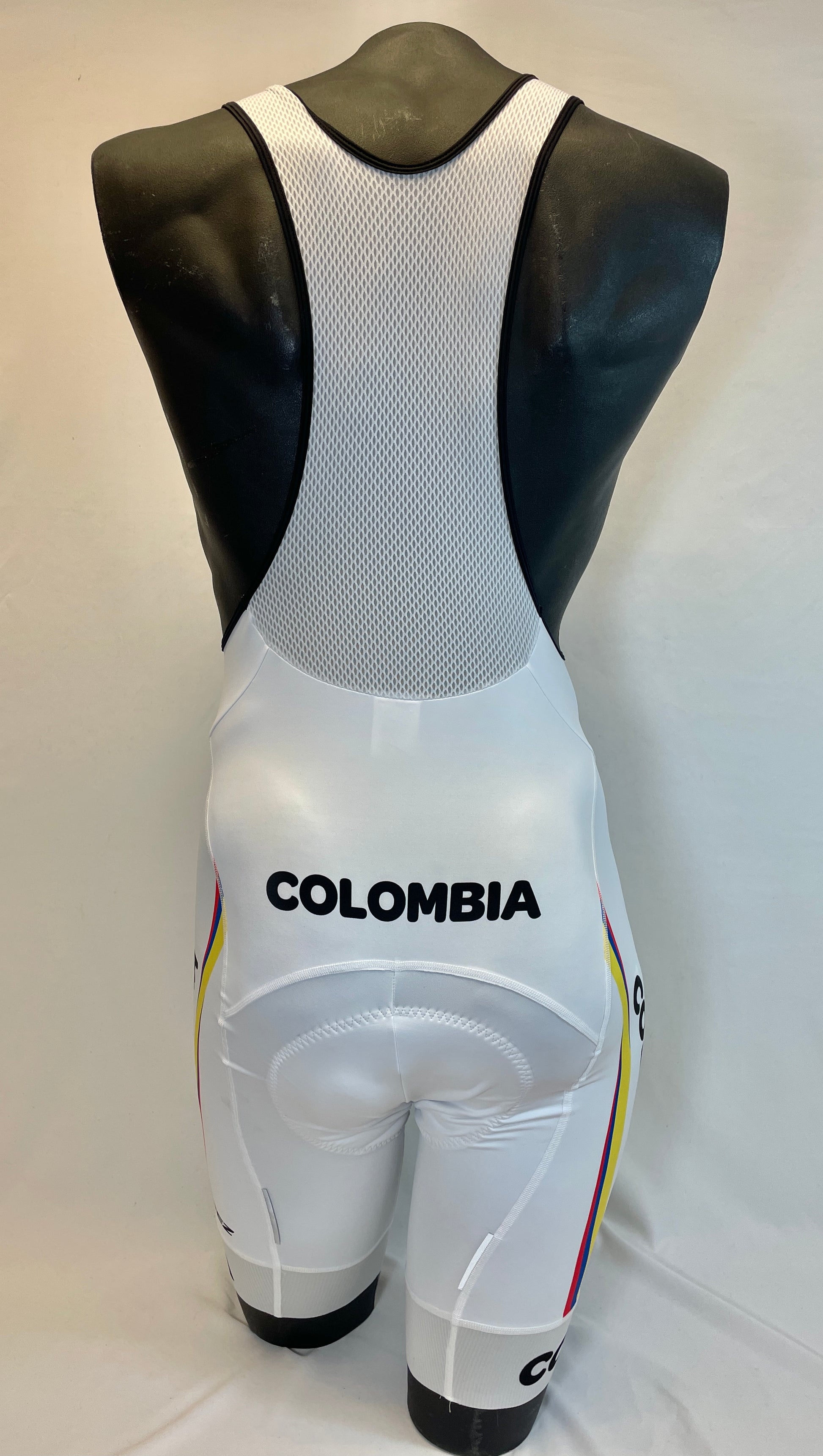 2015 Colombian Federation Cycling BibShorts in White- Made in Colombia | Cento Cycling
