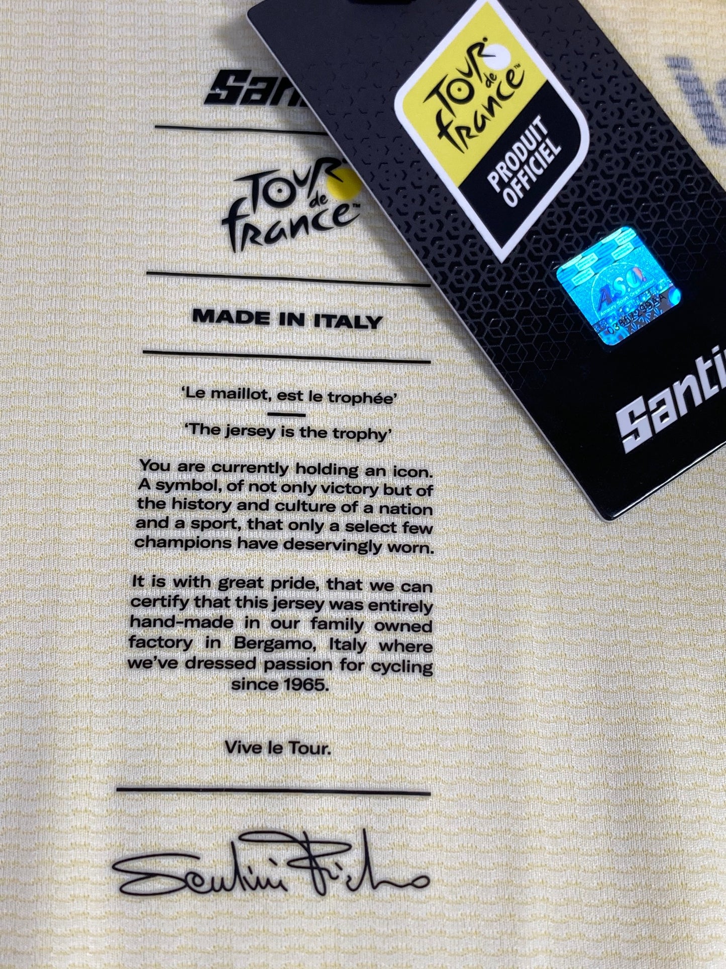 Official 2022 Tour de France Fan Line General Classification Leader Mens Yellow Jersey by Santini