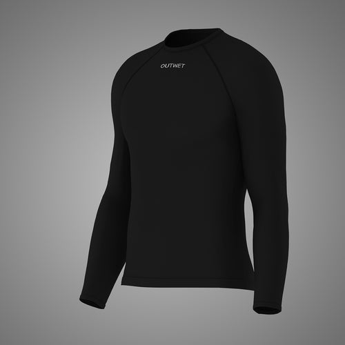 Base LSM Long Sleeve Merino Wool Cycling BASE LAYER in Black - Made in Italy by Outwet | Cento Cycling