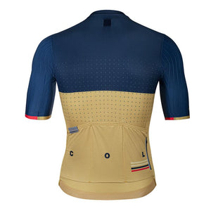 2021 Colombian Collection Mens Performance Short Sleeve Cycling Jersey Blue & Gold by Suarez
