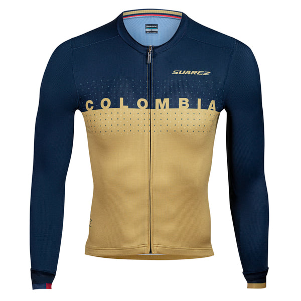 Colombian Federation Mens Performance Long Sleeve Cycling Jersey in Blue by  Suarez