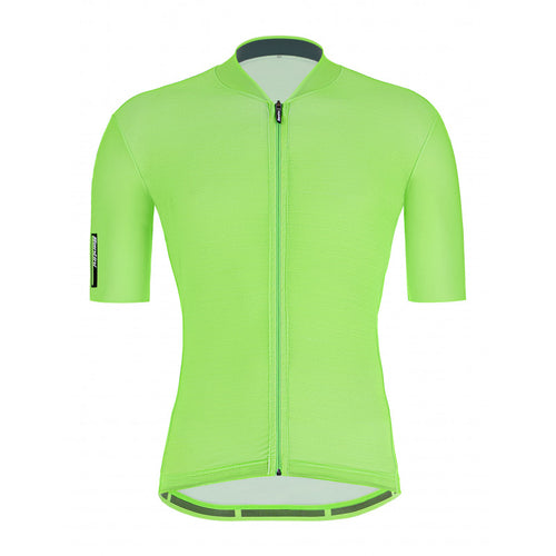Colore Puro Short Sleeve Mens Cycling Jersey in Flouro Green - by Santini | Cento Cycling