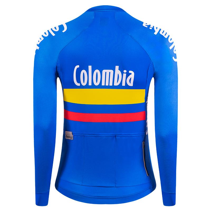 2021 Men's Suarez Colombian Nat. Federation: Long Sleeve Cycling Jersey in Blue by Suarez | Cento Cycling