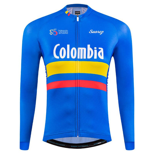 2021 Men's Suarez Colombian Nat. Federation: Long Sleeve Cycling Jersey in Blue by Suarez | Cento Cycling