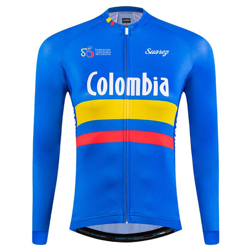 2021 Men's Suarez Colombian Nat. Federation: Long Sleeve Cycling Jersey in Blue by Suarez | Cento Cycling