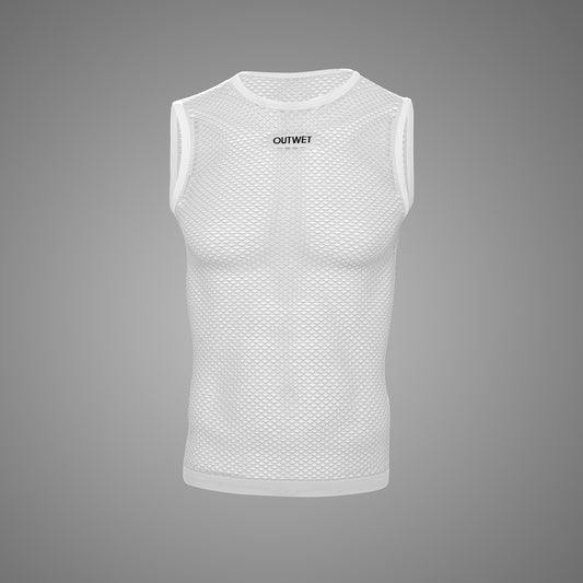 Base TT Carbon Sleeveless Cycling BASE LAYER in White Made in Italy by Outwet | Cento Cycling