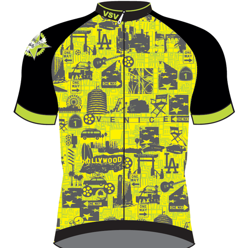 San Vicente Mens Short Sleeve Cycling Jersey in Lime by GSG